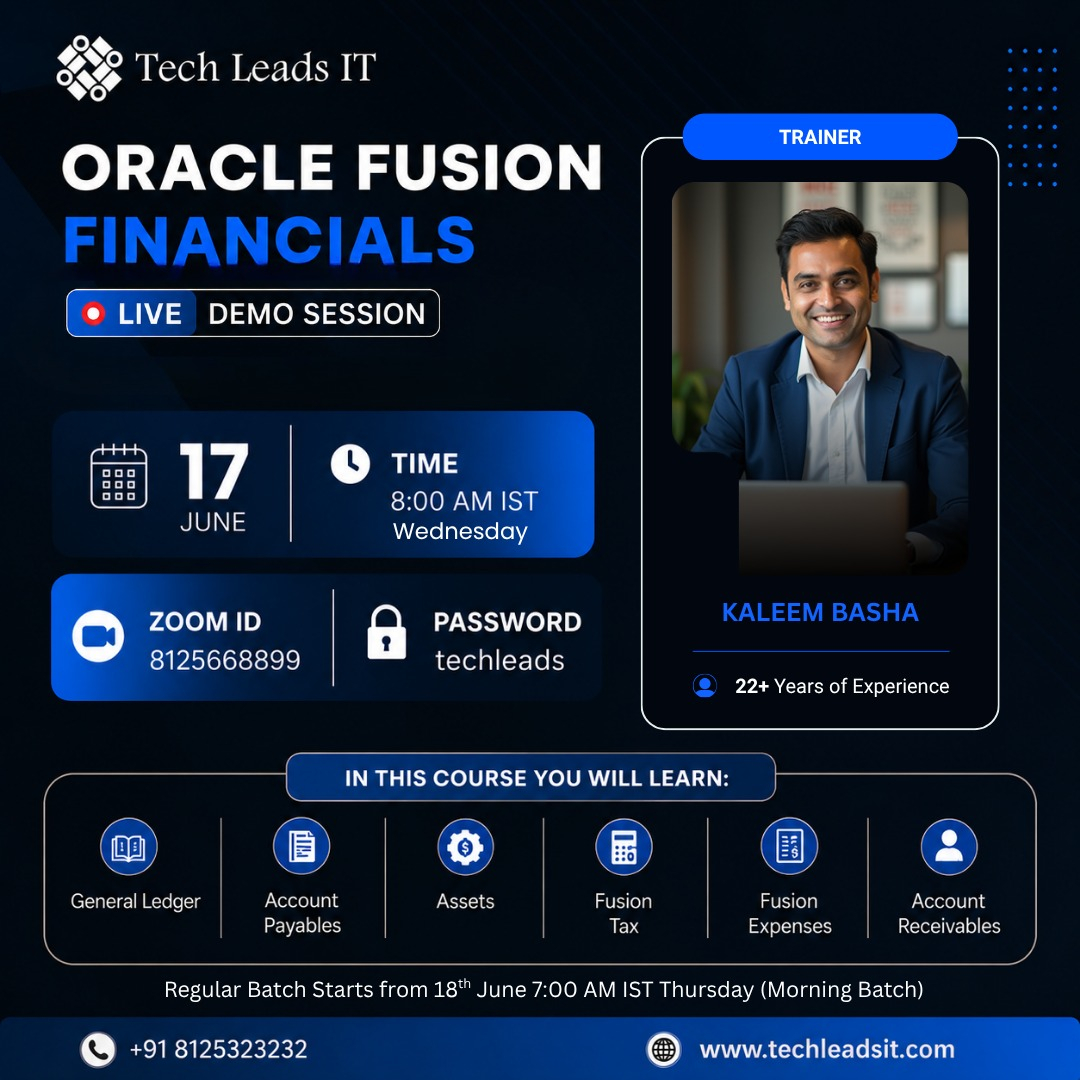 Free LIVE Demo &ndash; Oracle Fusion Financials Course Online Training | Tech Leads IT